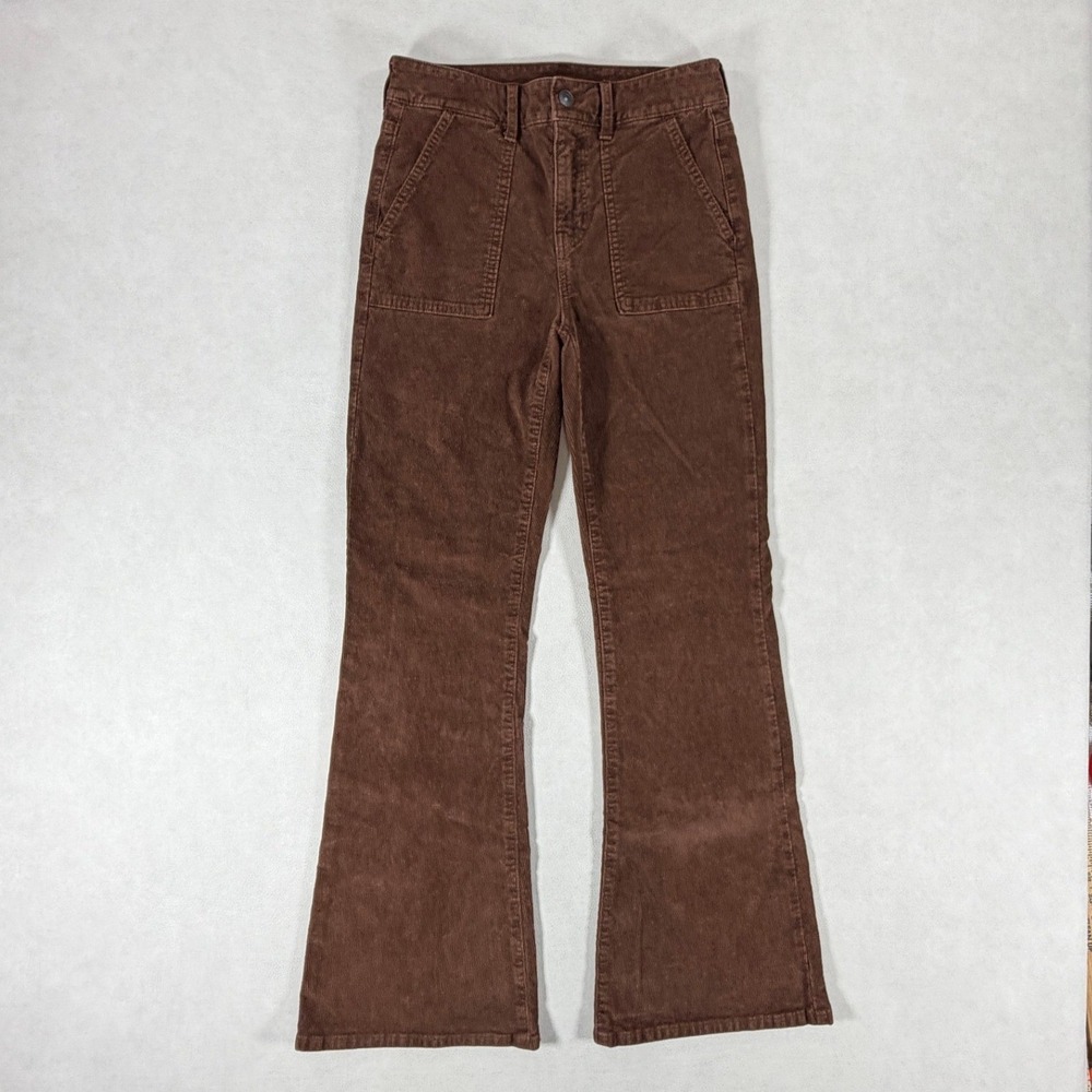 American Eagle Super High Rise Flare Corduroy Pants Brown Size 4 Regular